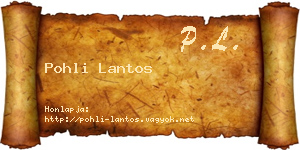 Pohli Lantos névjegykártya